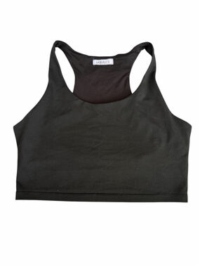 Laslulu Purple Ribbed Crop Tank - High Neck Workout Top - Size large